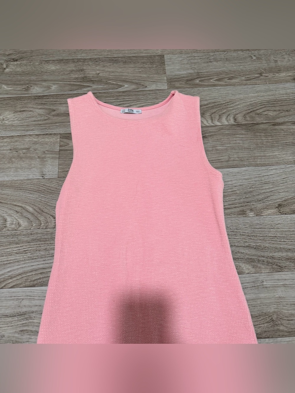 Zara Sleeveless Pink Cotton Knit Mini Dress Size Medium - Picture 3 of 6